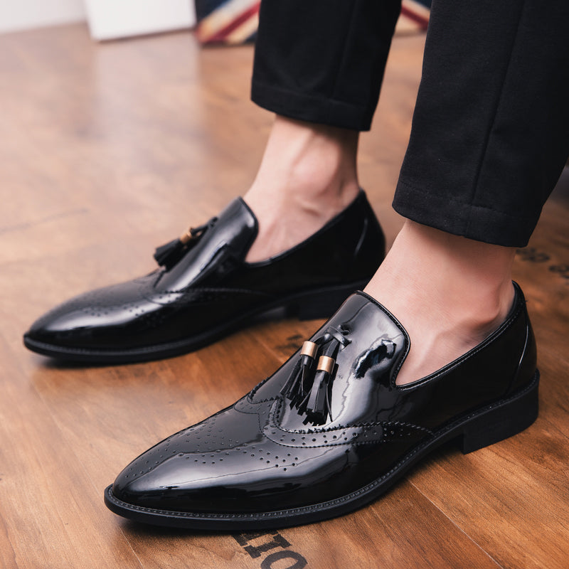 Hot  Men Tassel Pointed Men Formal Shoes Comfortable Loafers Male Wedding Party Flat Shoes Plus Size 38-47 Drop shipping - LiveTrendsX