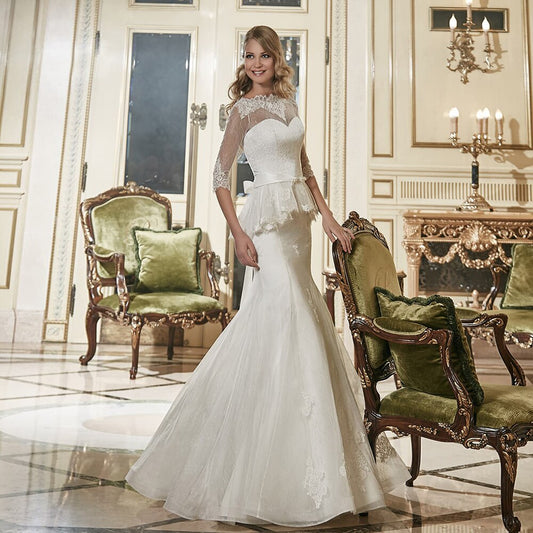 Appliques Lace 2 Pieces Mermaid Wedding Dresses With Detachable Half Sleeve Jacket Aliexpress Login Vestido De Noiva Sereia - LiveTrendsX