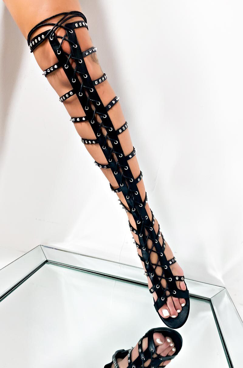 Women Crystal Open Toe Gladiator Sandals Boots