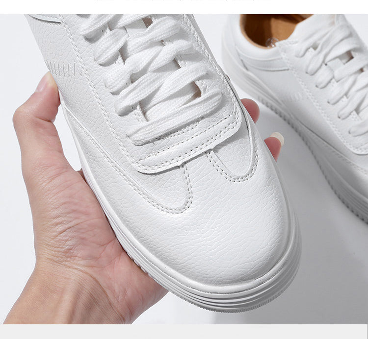 Fashion White Split Leather Women Chunky Sneakers White Shoes Lace Up Tenis Feminino Zapatos De Mujer Platform Women Casual Shoe - LiveTrendsX