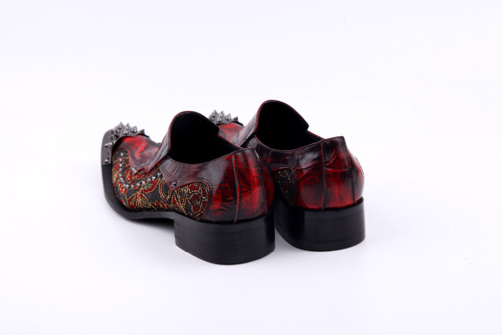 Luxury  New Handmade Men Shoes Pointed Toe Metal Tip Spikes Men Dress Shoes Slip On Evennig Party Wedding Shoes Size 38-46 - LiveTrendsX