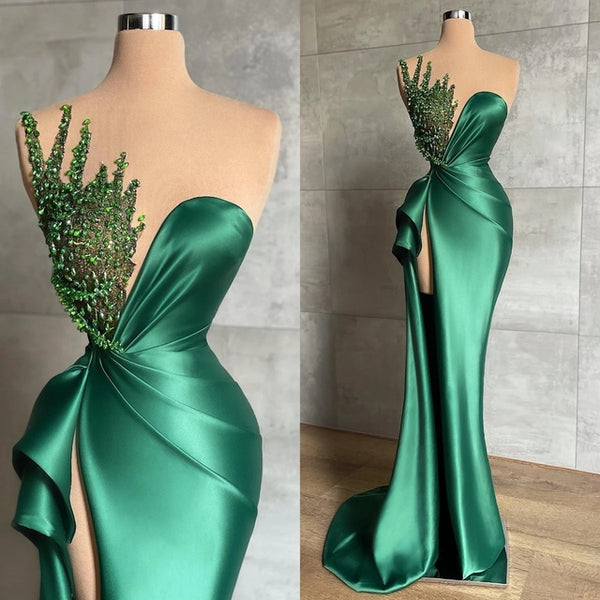 High Split Shiny Beads Sleeveless Formal Party Prom Gowns – LiveTrendsX
