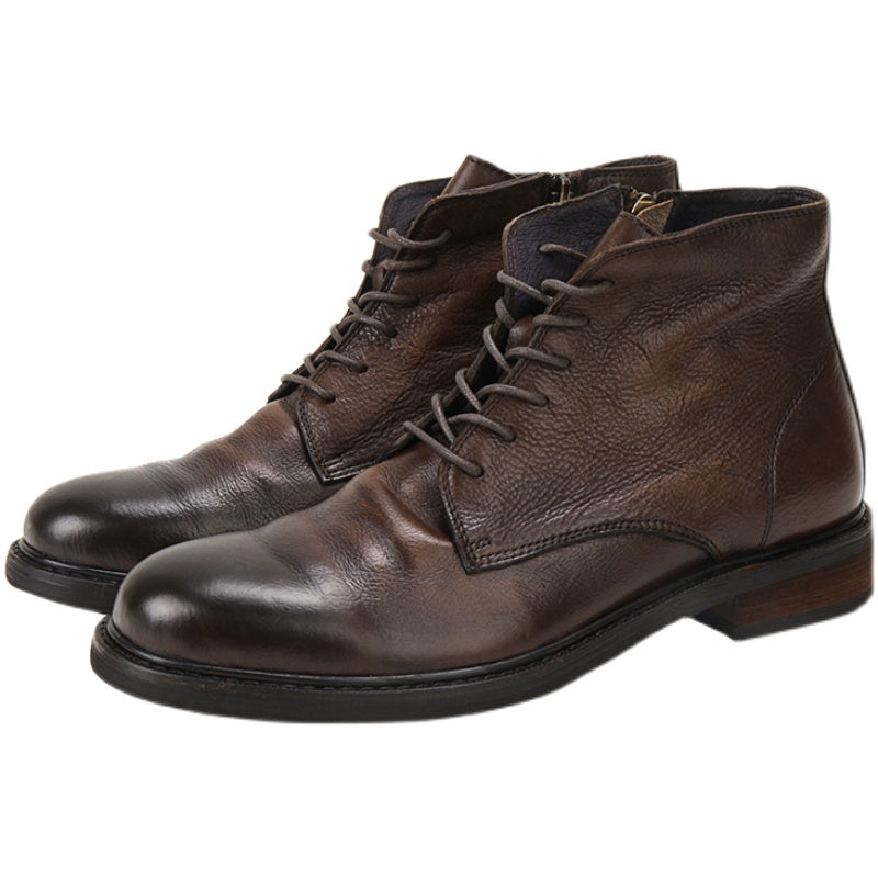 high-top leather shoes thick-soled comfortable martin boots