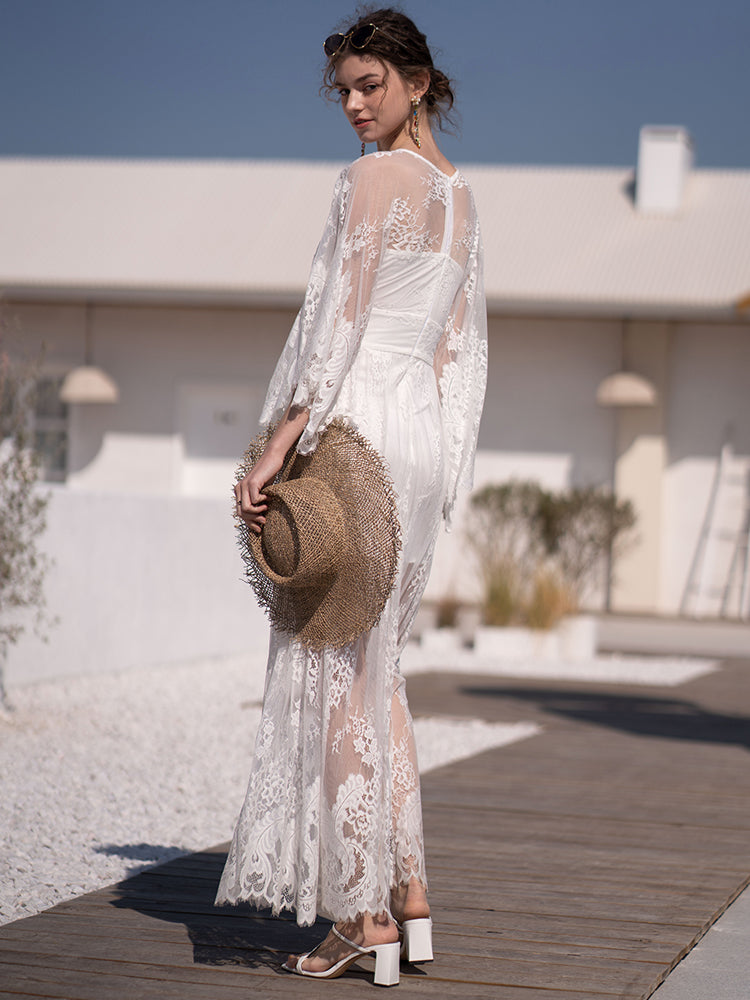 Women's Summer Bohemian White Seaside Resort Dress