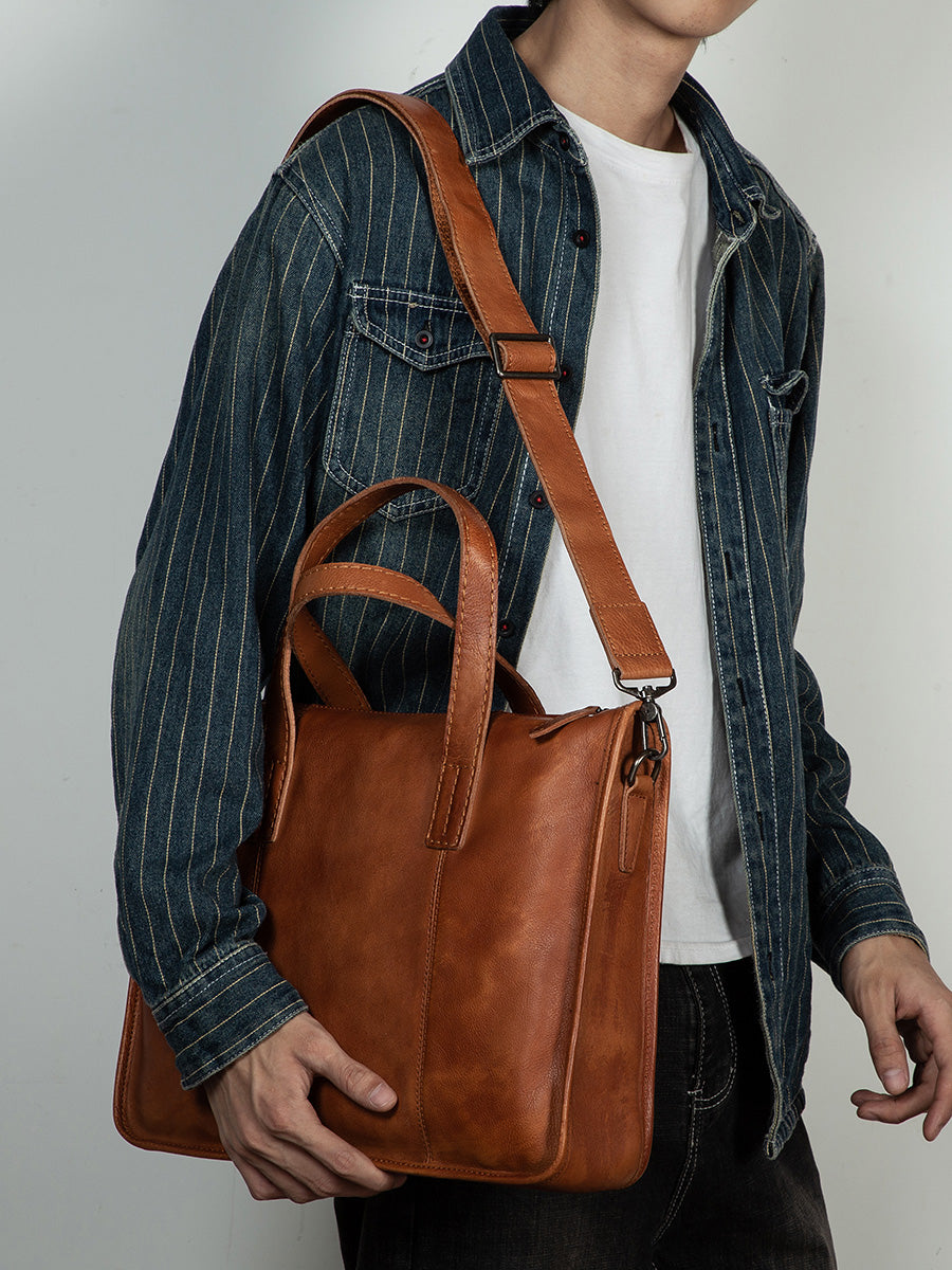 Men's leather handbag business leisure computer bag