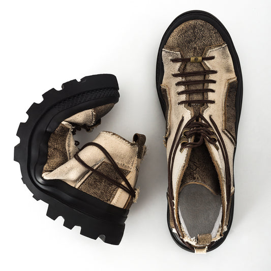 All-match vintage leather canvas shoes