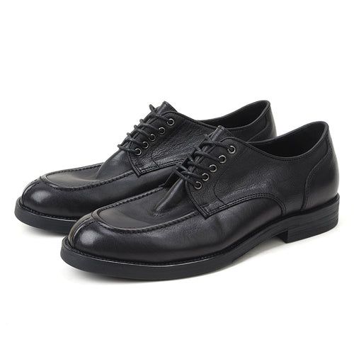 New British leather round toe simple breathable men's shoes