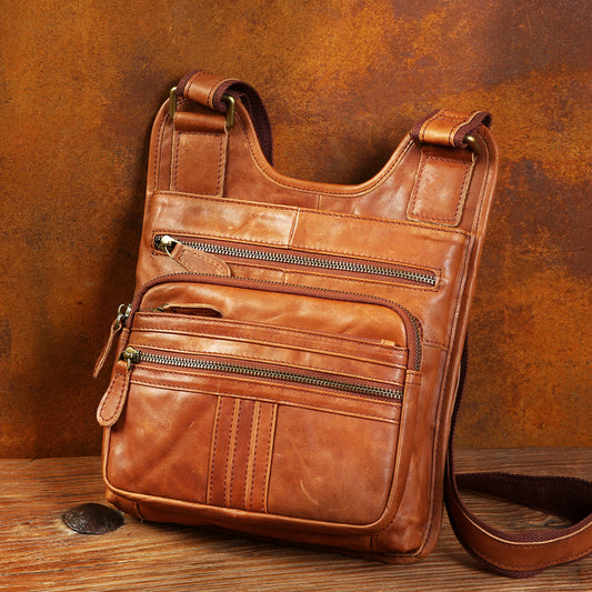 Men's genuine leather shoulder bag casual top layer cowhide messenger bag