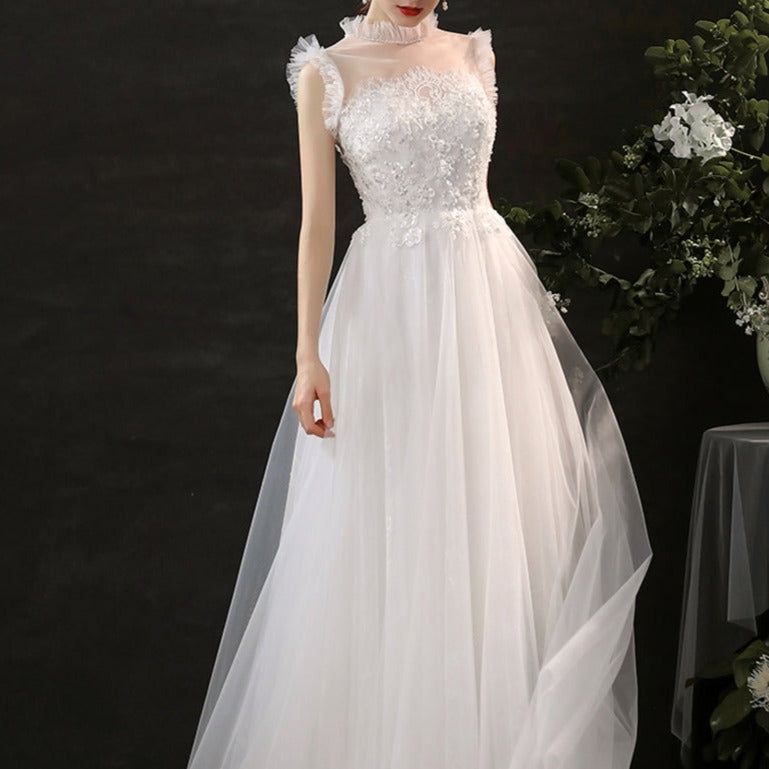 Sweet and Fresh Beaded Lace Wedding Dress