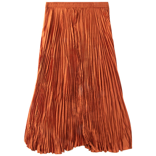 Pleated Embossed Textured Flowing Skirt