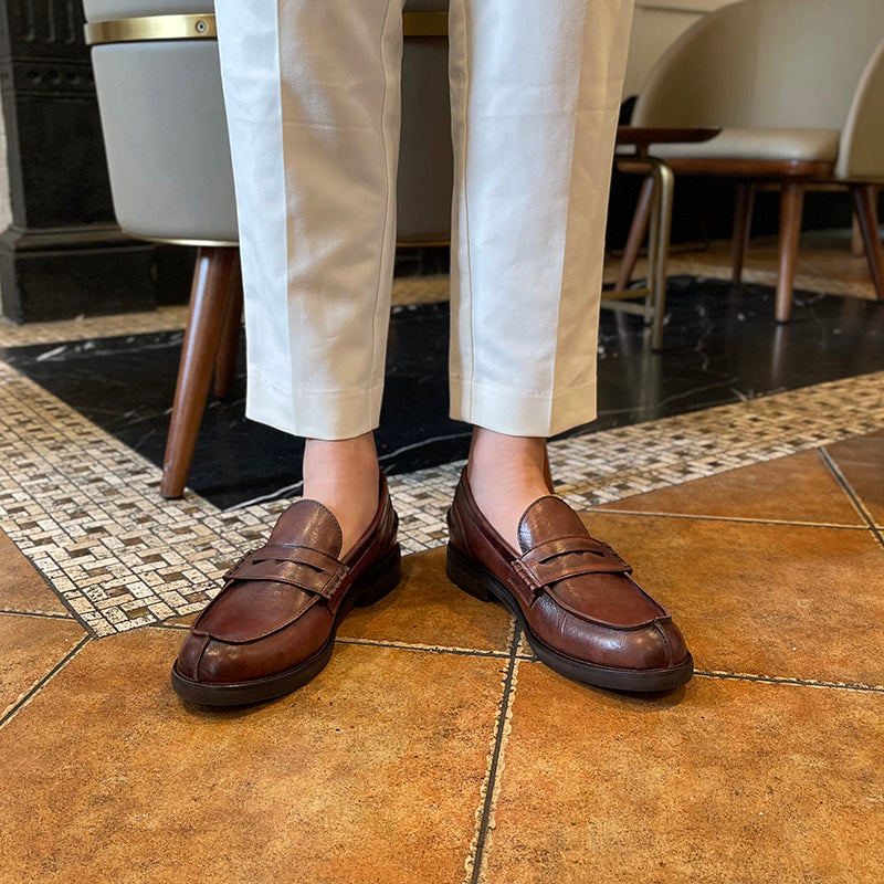 Men's genuine leather retro trend loafers