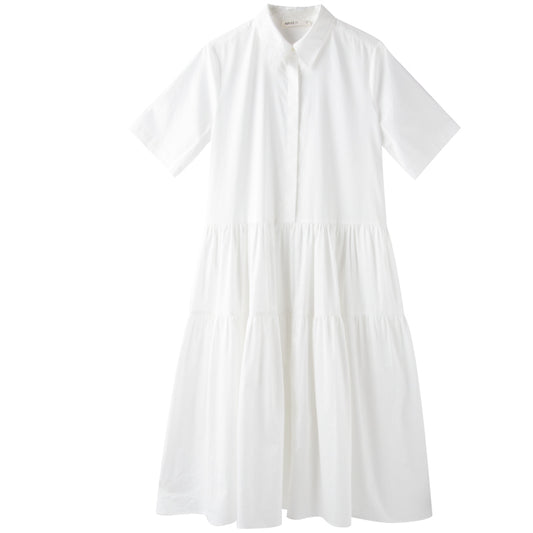 Shirt Cotton Cake Pitch Black And White Short Sleeve Dress