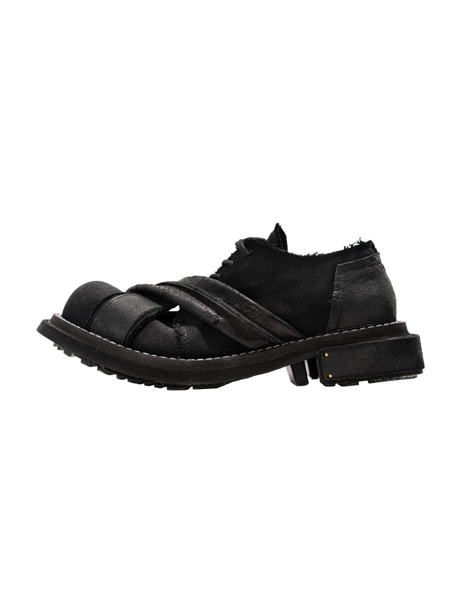 Men's breathable shoes with heightened thick bottom cowhide and canvas