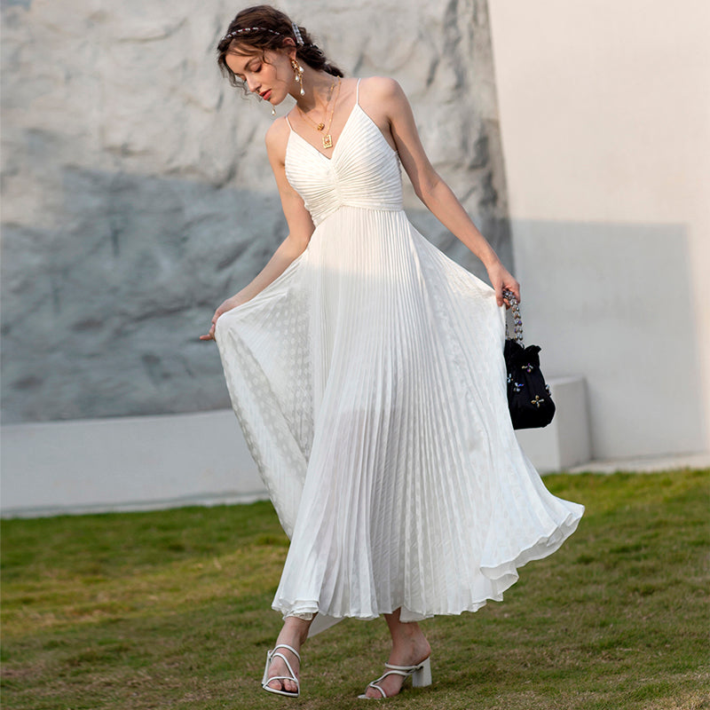 Party Evening Dress Light Luxury Simple Satin White Skirt