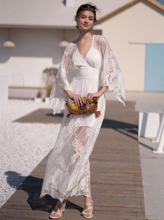 Women's Summer Bohemian White Seaside Resort Dress