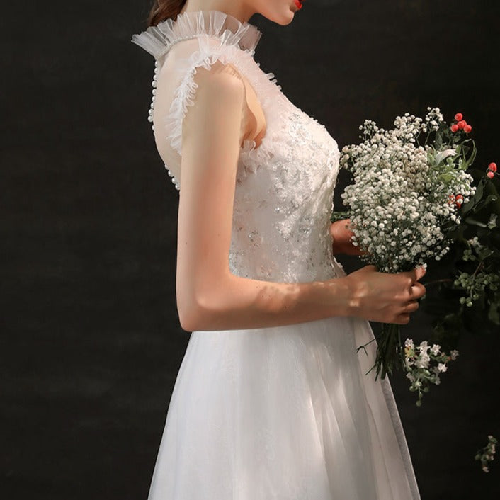 Sweet and Fresh Beaded Lace Wedding Dress