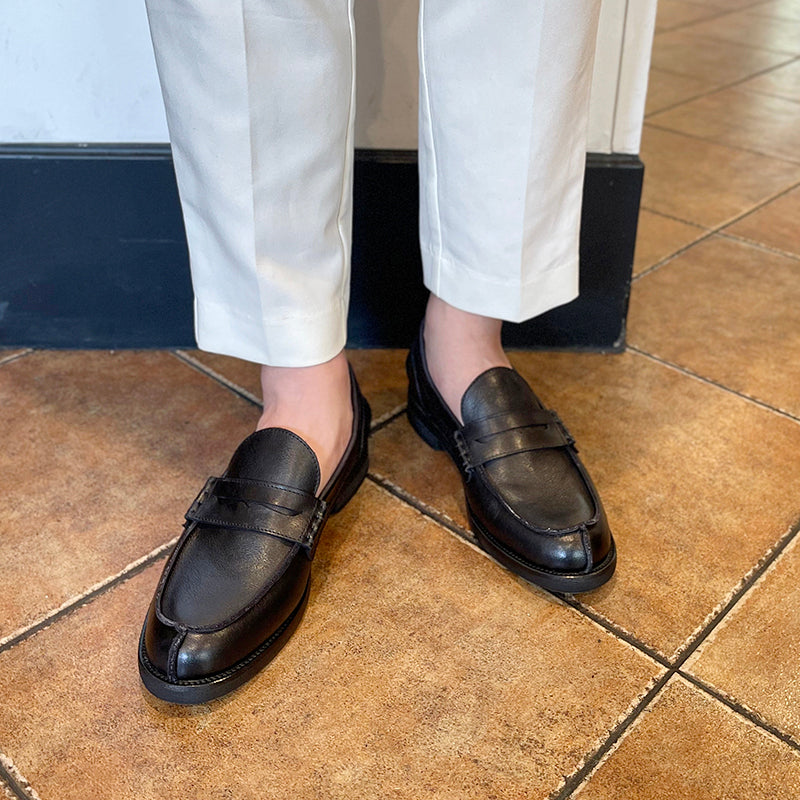 Men's genuine leather retro trend loafers