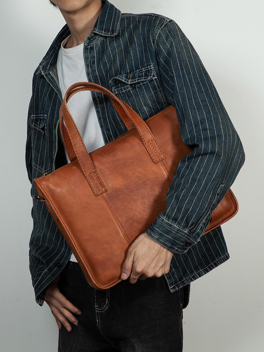 Men's leather handbag business leisure computer bag