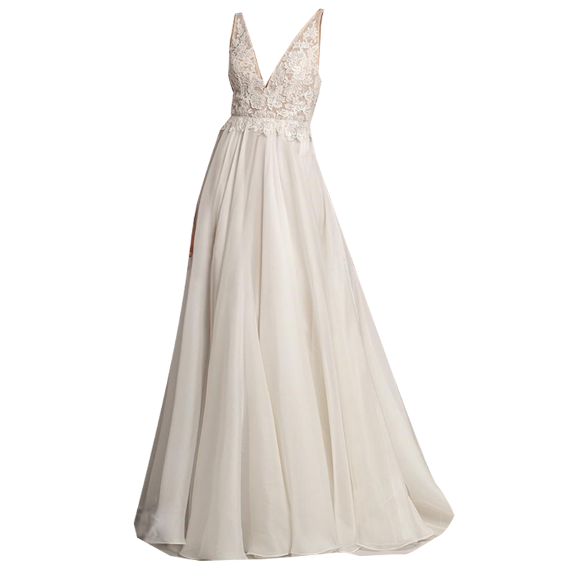 Deep V Neck Lace Dress Wedding Dress