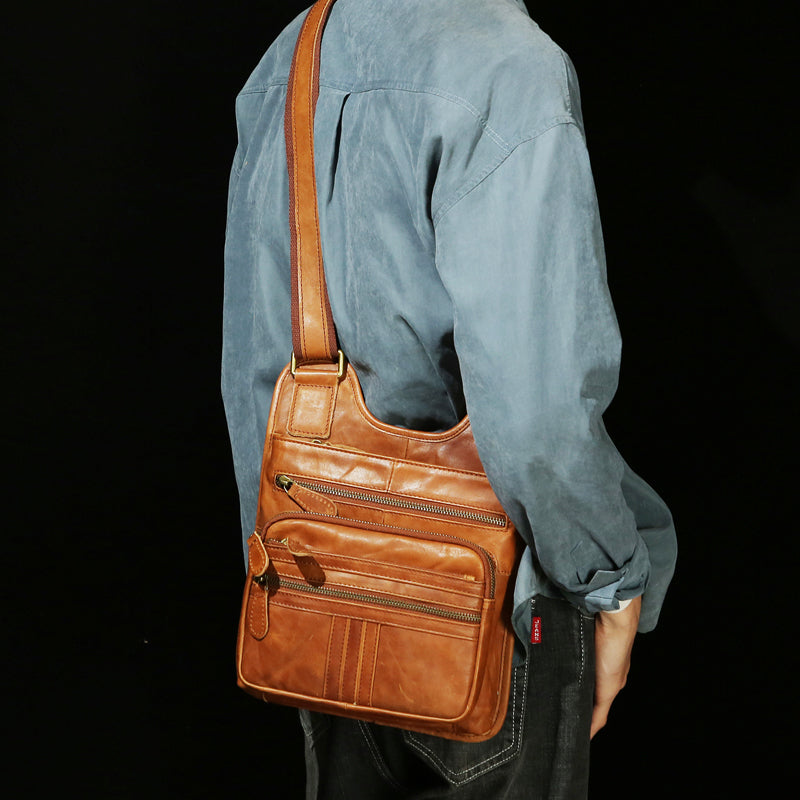 Men's genuine leather shoulder bag casual top layer cowhide messenger bag