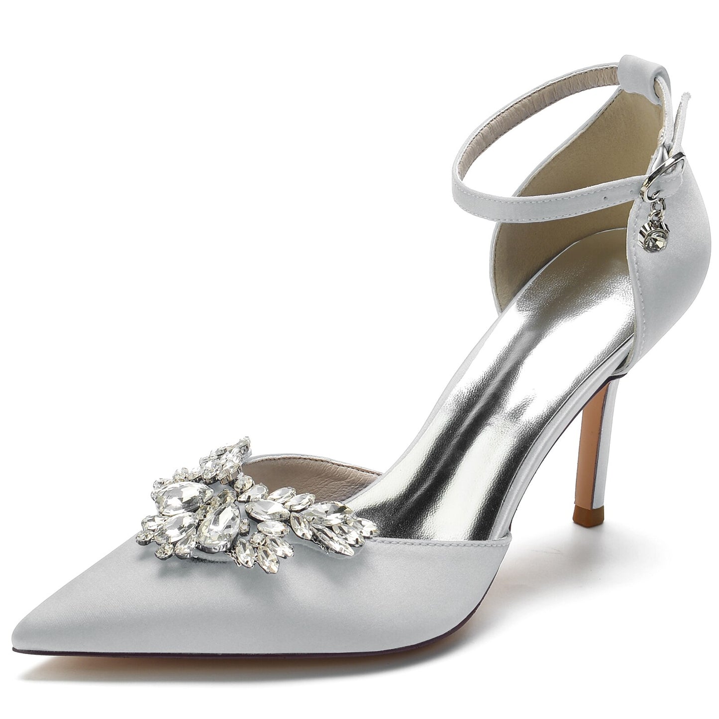 Thin Heels with Big Stone Crystals Bridal Wedding Pumps