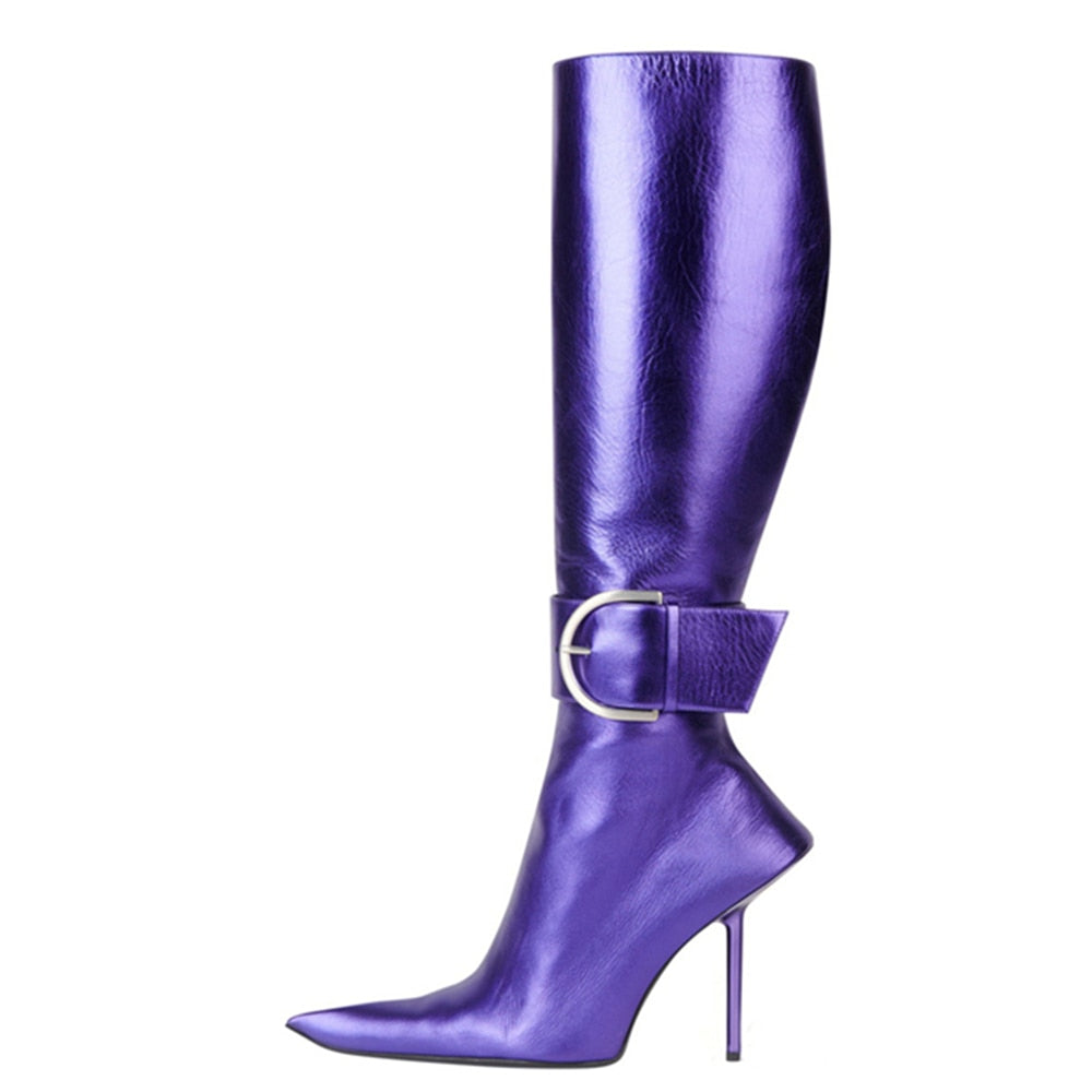 Women Knee Stilettos Boots Sexy Boots Pointed Toe Party Shoes