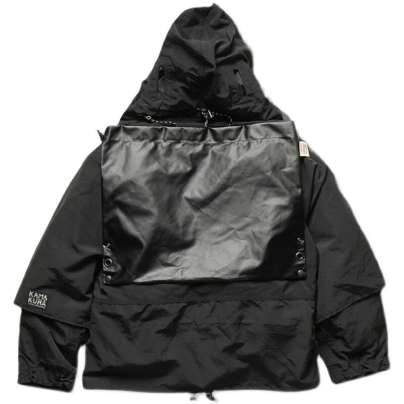Multifunctional Loose Men's Jacket Hooded Black Multi Pocket Coat