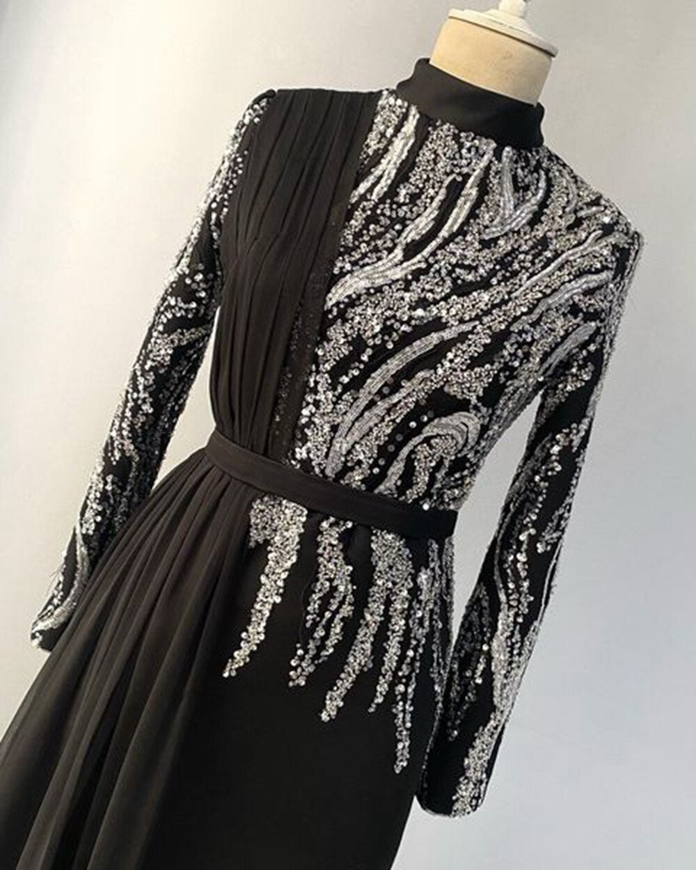 High Neck Luxury Beaded Crystals Women Formal Party Gowns