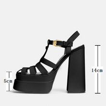 Load image into Gallery viewer, High Heel Sandals Thick Sole Hollow Platform Cover Toe Shoes
