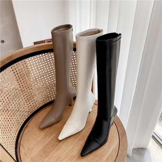 new Autumn and winter Women knee-high boots Microfiber stretch boots