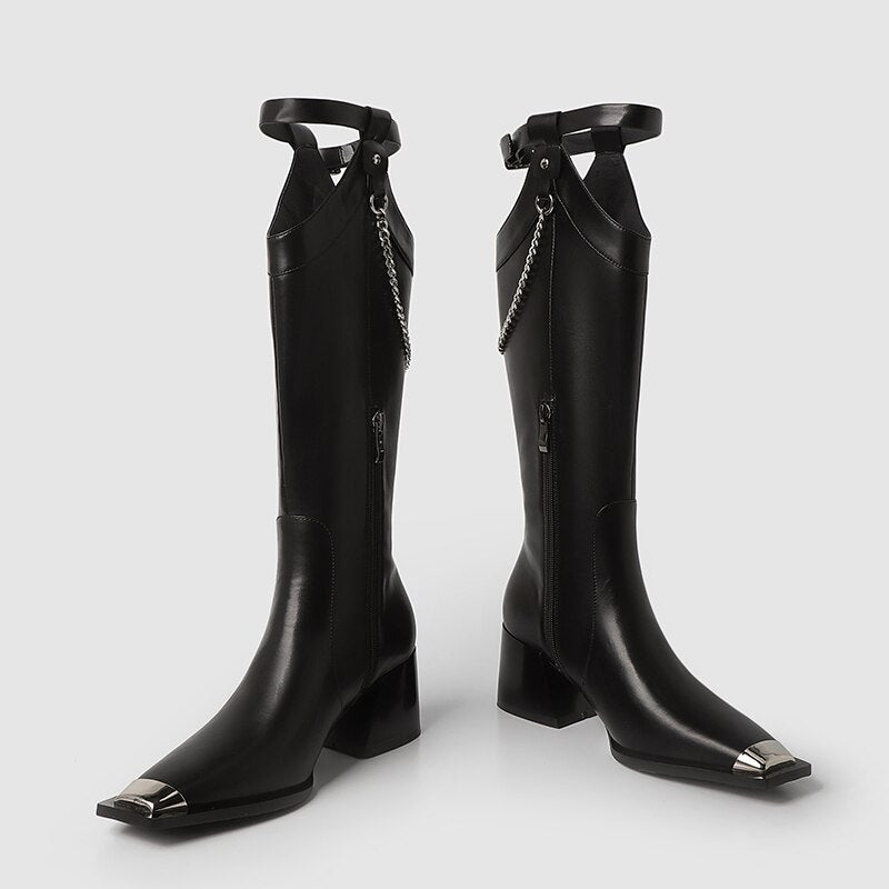 Women Knee-high boots  cowhide modern boots Pigskin long Boots