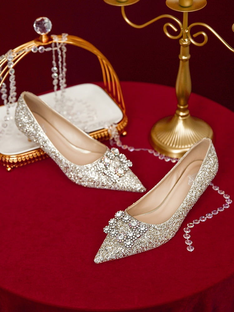 French Wedding Shoes Wear Princess Crystal Shoes