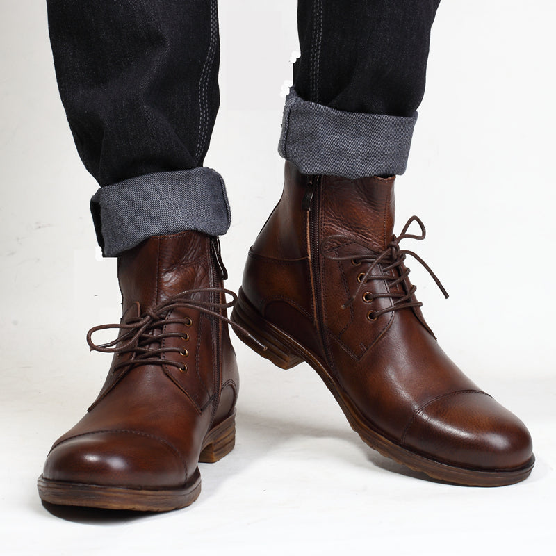 British style retro colored handmade shoes leather martin boots