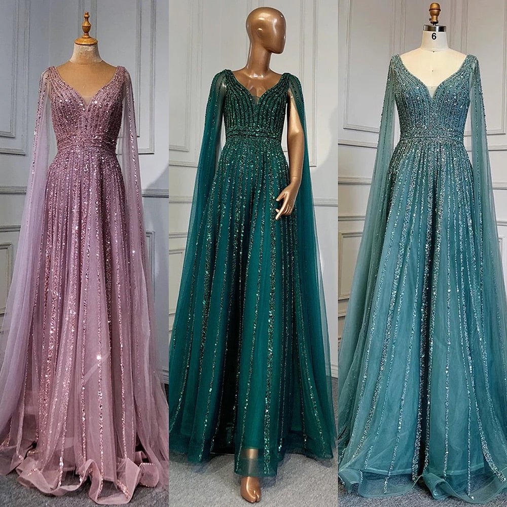 A - Line Beaded Sexy Evening Dresses Gowns For Party - LiveTrendsX