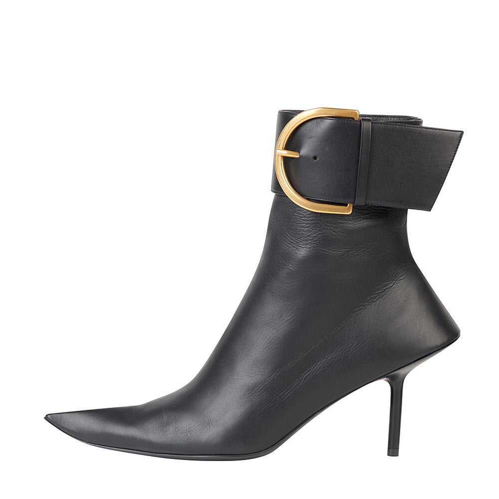 Autumn and Winter Belt Buckle Side Zipper Martin Nude Boots For Women - LiveTrendsX