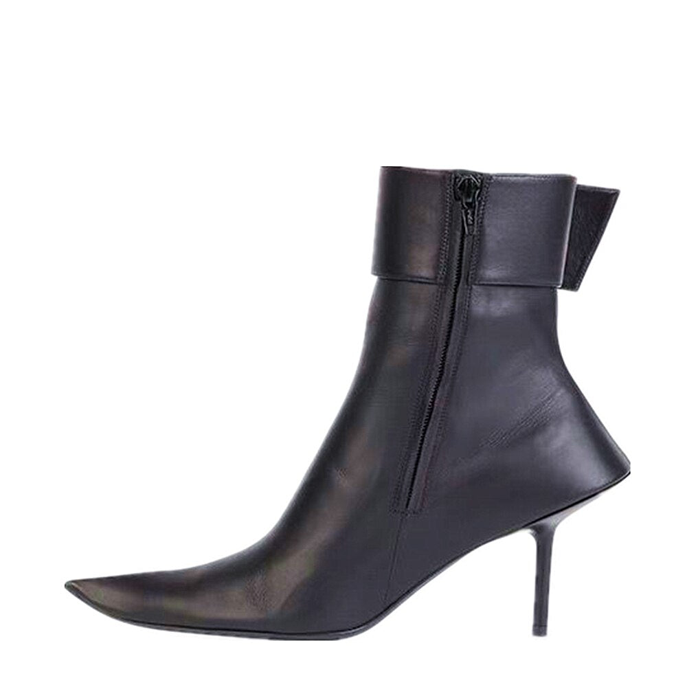 Autumn and Winter Belt Buckle Side Zipper Martin Nude Boots For Women - LiveTrendsX