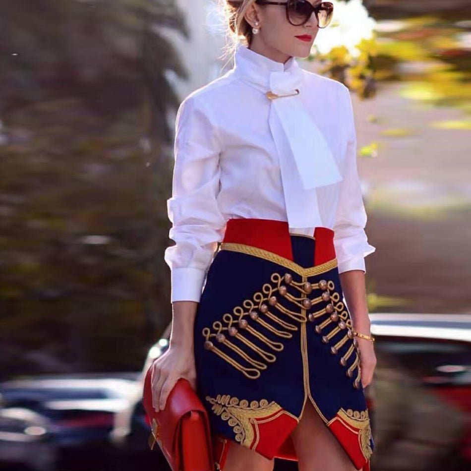 Bandage Mini Skirt Sexy Button Split Fork - LiveTrendsX