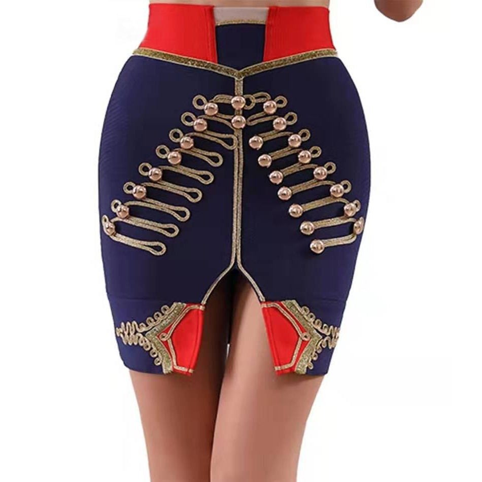 Bandage Mini Skirt Sexy Button Split Fork - LiveTrendsX