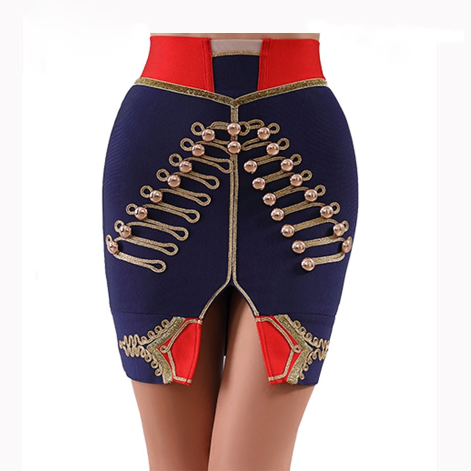 Bandage Mini Skirt Sexy Button Split Fork - LiveTrendsX