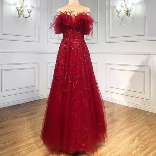 Beaded Feather Sparkle Formal Women Party Dresses - LiveTrendsX