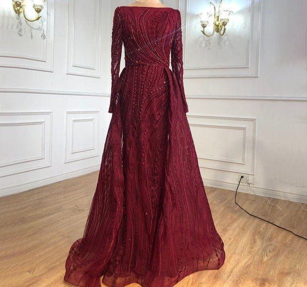 Beaded With Overskirt Mermaid Evening Dresses - LiveTrendsX