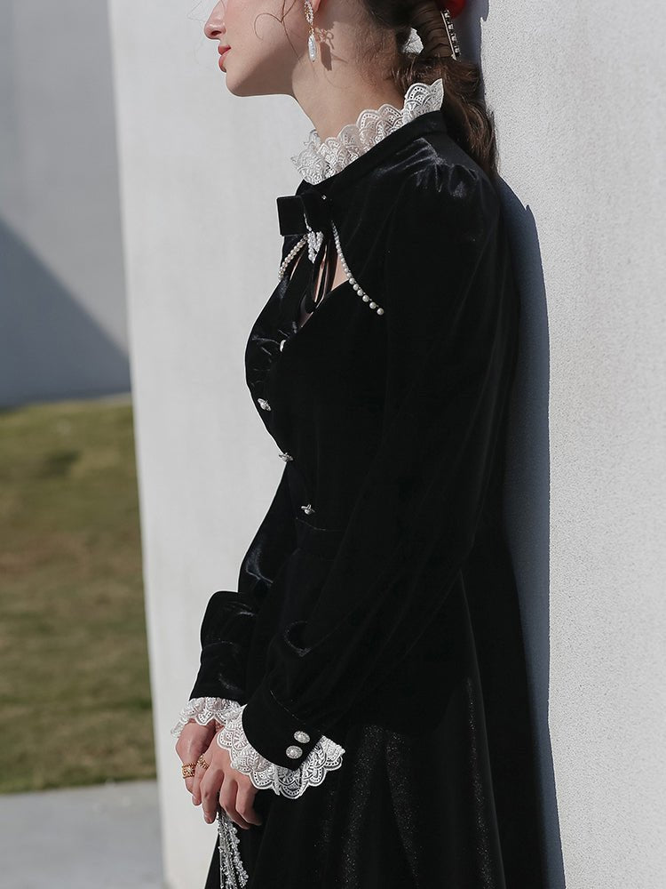 Black evening dress women's velvet niche luxury dress - LiveTrendsX