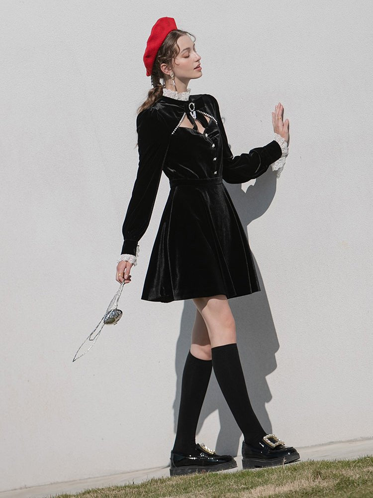 Black evening dress women's velvet niche luxury dress - LiveTrendsX