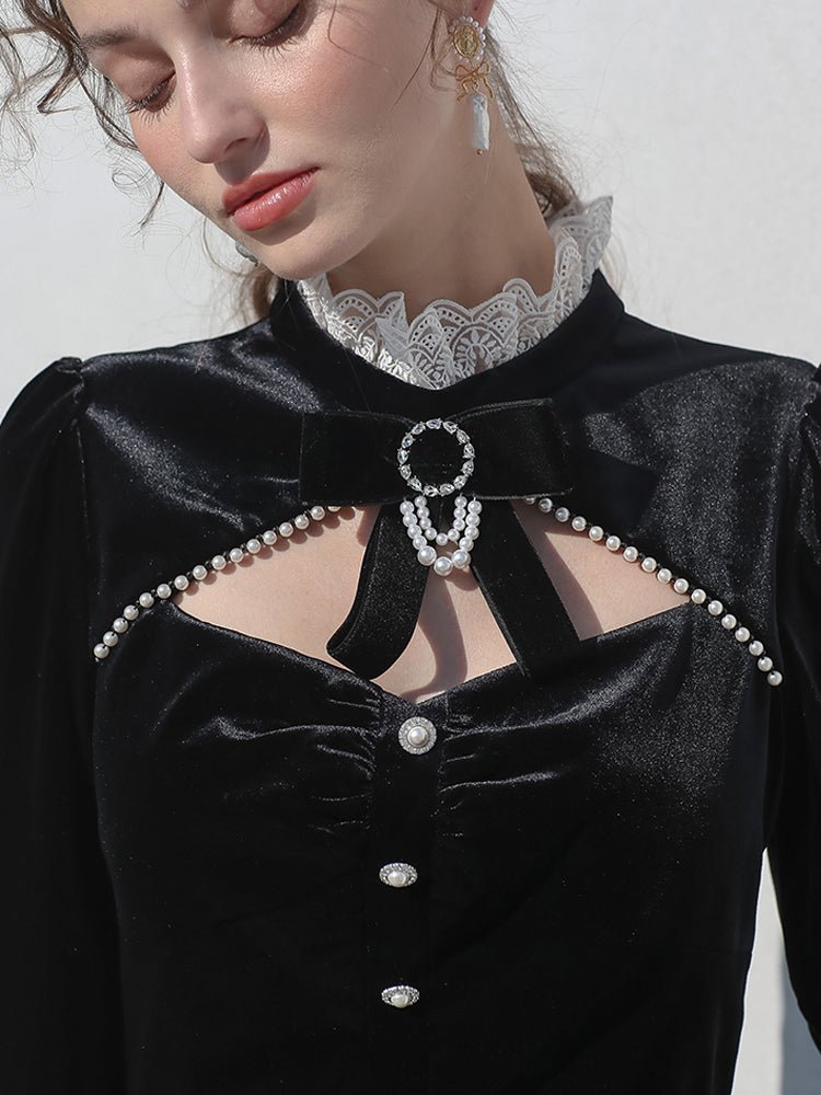 Black evening dress women's velvet niche luxury dress - LiveTrendsX