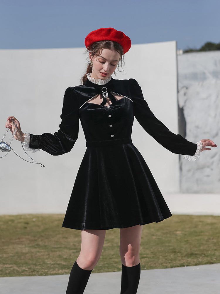 Black evening dress women's velvet niche luxury dress - LiveTrendsX