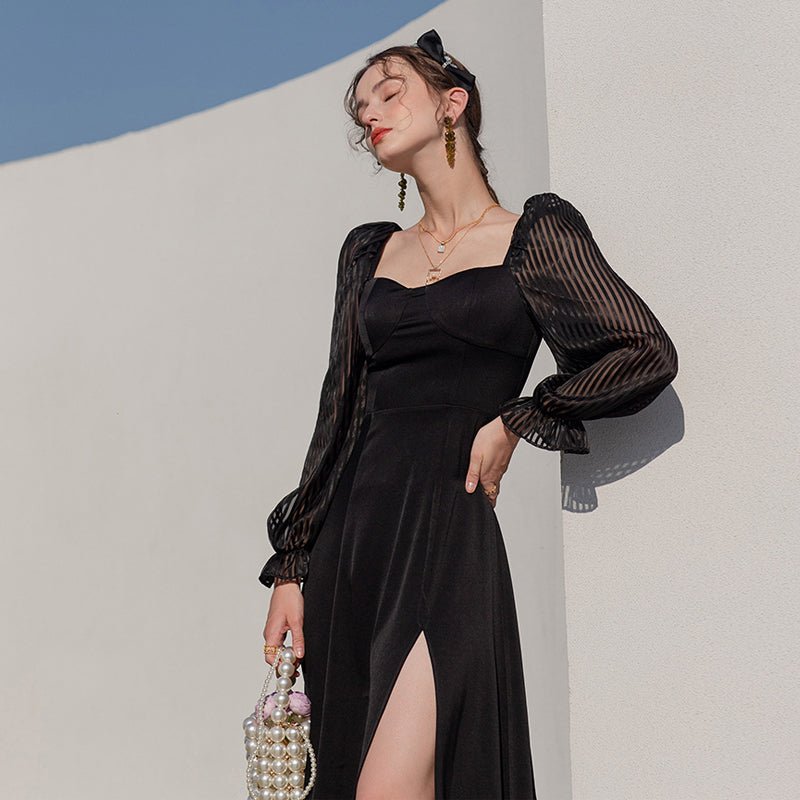 Black high - end annual meeting light luxury ladies dress - LiveTrendsX