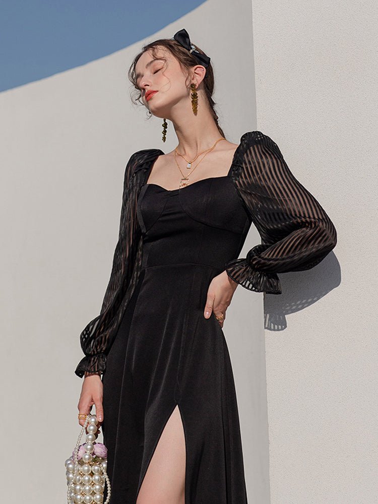 Black high - end annual meeting light luxury ladies dress - LiveTrendsX