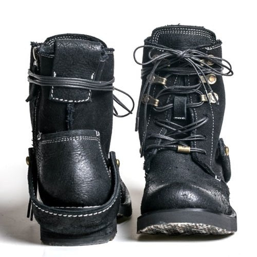 Breathable high boots handmade vintage canvas top layer cowhide boots - LiveTrendsX