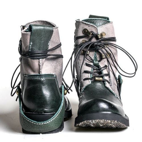 Breathable high boots handmade vintage canvas top layer cowhide boots - LiveTrendsX