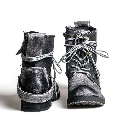 Breathable high boots handmade vintage canvas top layer cowhide boots - LiveTrendsX